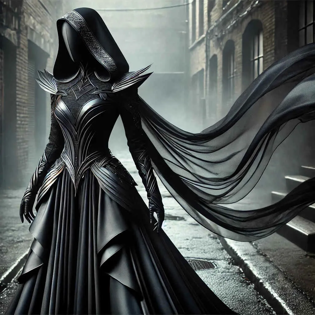 Noir Veil Warrior Dress