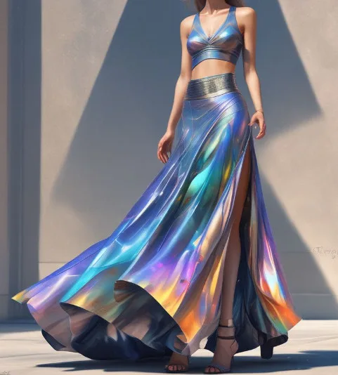Holographic maxi skirt with fitted top 
