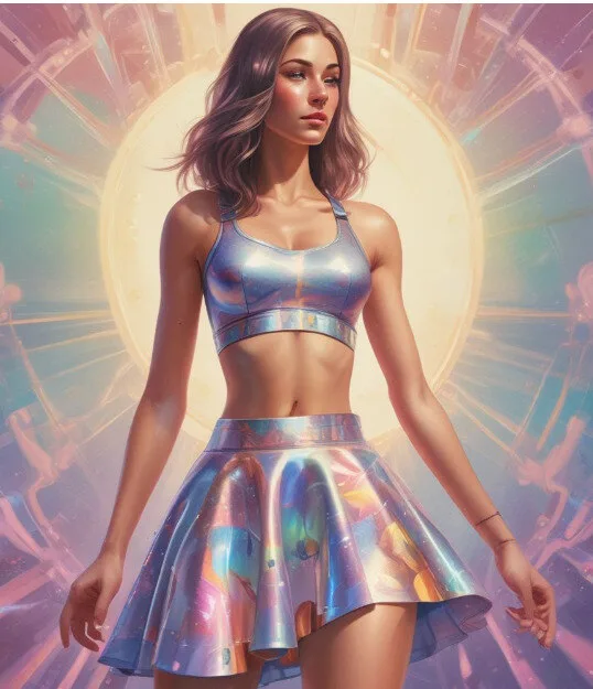 Holographic skater skirt and crop top 