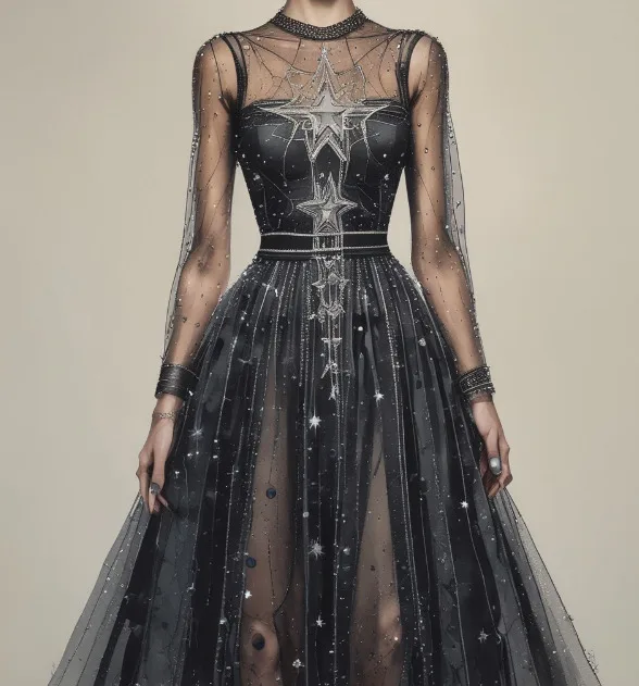 Sheer Star Embellished Dress